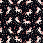 Jersey Knit - Romantic unicorn black