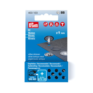 Prym rivets 9mm - 32 pieces antique nickel (403103)