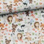 coton tissé - Baby Forest Life gris clair