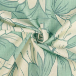 linen blend washed - flowers mint