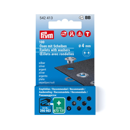Prym eyelets and washers 4mm silver