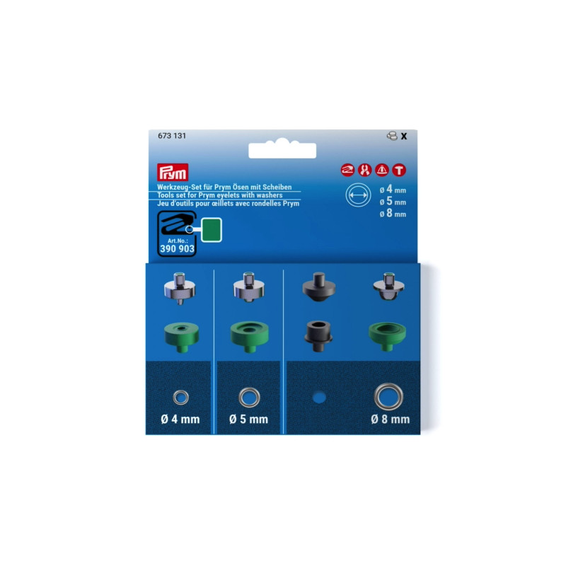 Prym tool set eyelets and washers 4mm, 5mm & 8mm (673131)