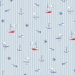 Cotton - Maritim seagull stripes light blue