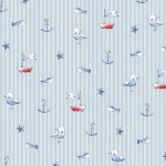Cotton - Maritime Seagull Stripes light blue