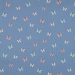 Organic cotton - butterflies denim blue