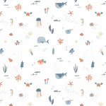 coton tissé - Ocean Life blanc