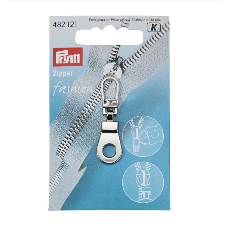 Zipper pendant metal hole silver