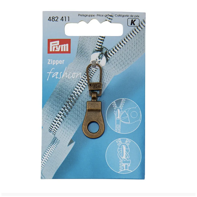 Pendentif fermeture éclair trou métallique laiton antique