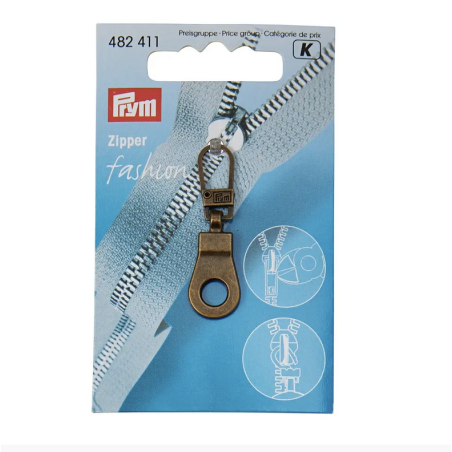 Pendentif fermeture éclair trou métallique laiton antique