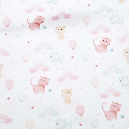 Jersey - Kittens Rainbow & Balloons offwhite
