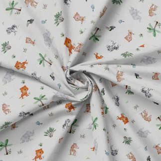 Organic Jersey - Safari animals ecru