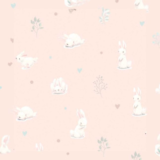 Jersey Knit - Little ones rabbits pink