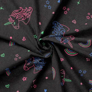 Jersey Knit - Neon Unicorn anthracite melange