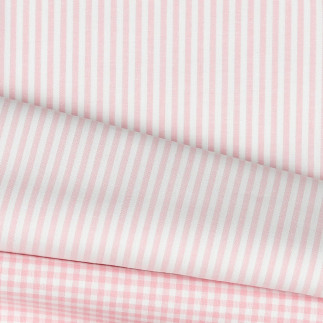 coton tissé - Rayures fil teint 3 mm rose
