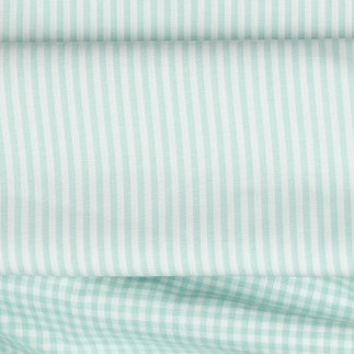 Popeline de coton - Yarn Dyed Stripe 3mm mint