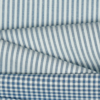 coton tissé - Rayures fil teint 3 mm bleu