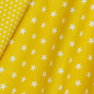 Coton tissé poplin - Petites étoiles jaune (v)