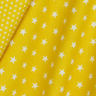 Popeline de coton - étoiles jaune (v)