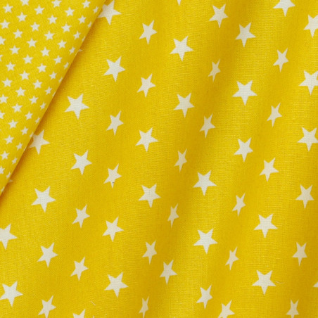 Popeline de coton - étoiles jaune (v)