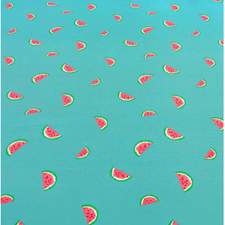 Jersey Knit - Watermelons neon aqua