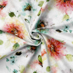 Double Gauze - Watercolor Flowers white