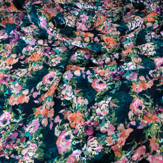 Viscose tissée - Bloomsbury Flowers marine