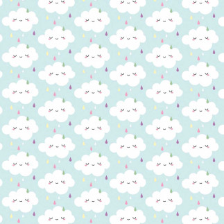 Oilcloth PVC - Clouds mint