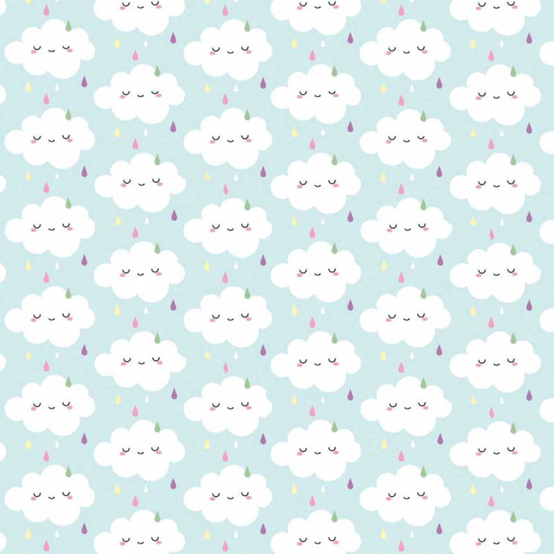 tissu enduite PVC - Nuages menthe