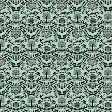 Oilcloth - Silhouette Gasser mint PVC matt