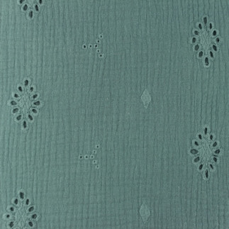double gauze - Embroidery ornaments mint