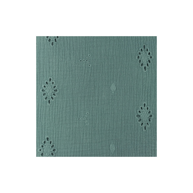 double gauze - Embroidery ornaments mint