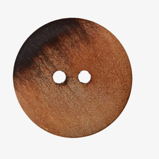 Wooden button 2-hole brown/black