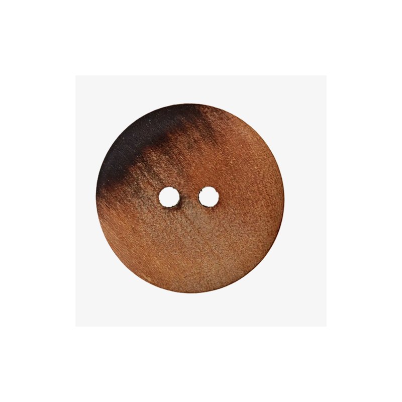 Wooden button 2-hole brown/black