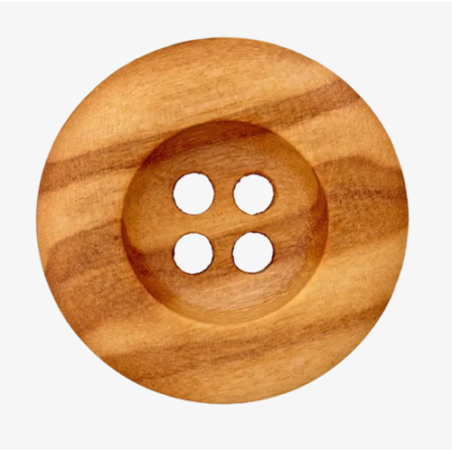 Wooden button 4-hole beige/brown 20mm (uk)