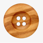 Wooden button 4-hole beige/brown 20mm (uk)