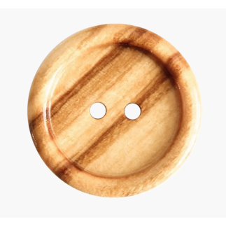 Wooden button 2-hole light brown 18mm