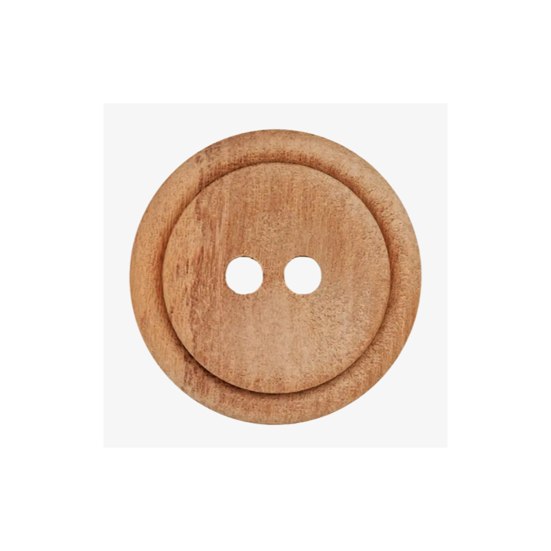 Bouton en bois 2 trous marron clair 22 mm (UK)