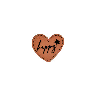 synthetic leather label - Mrs Mint - happy heart