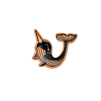 synthetic leather label - Mrs Mint - Narwhal "iron-on"