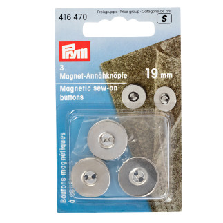 Boutons magnétiques à coudre Prym argentés – 3 pièces