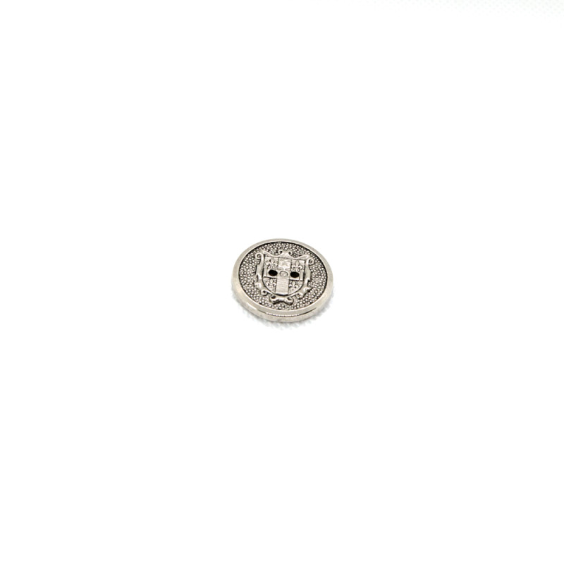 2-hole button 20mm - coat of arms silver