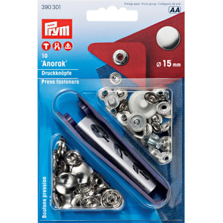 Prym Anorak Druckknopf 15mm silber (301)