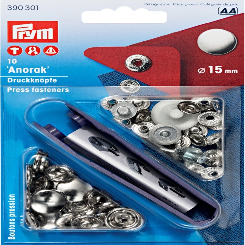 Bouton pression Prym Anorak 15 mm argent (301)