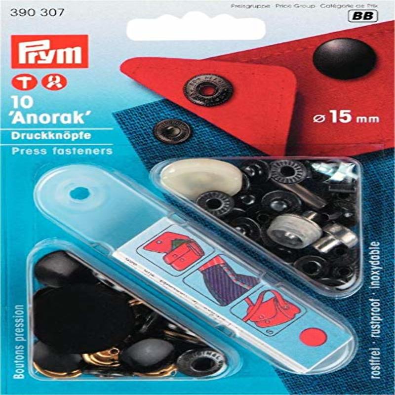 Prym Anorak Druckknopf 15mm schwarz (307)