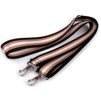 Finished bag strap - silver - stripes black/copper/white