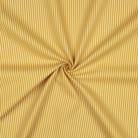 Woven Cotton Popeline - Stripes mustard / white