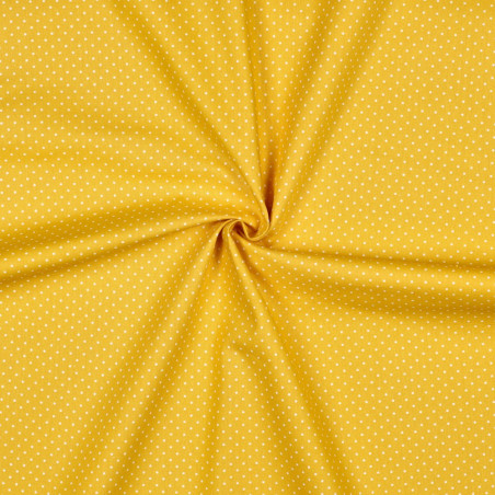 Woven Cotton - Dotties yellow / white