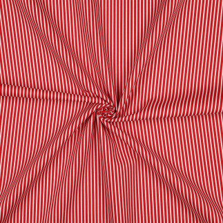 Baumwollpopeline - Rayure rouge/blanc (v)