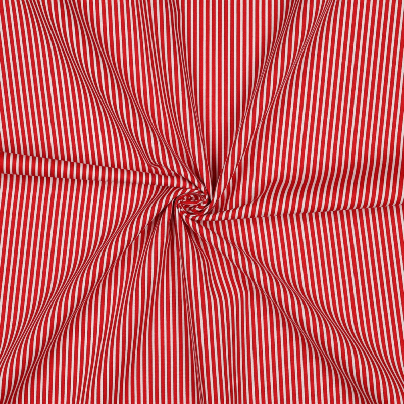Cotton poplin - Stripe red/white (v)