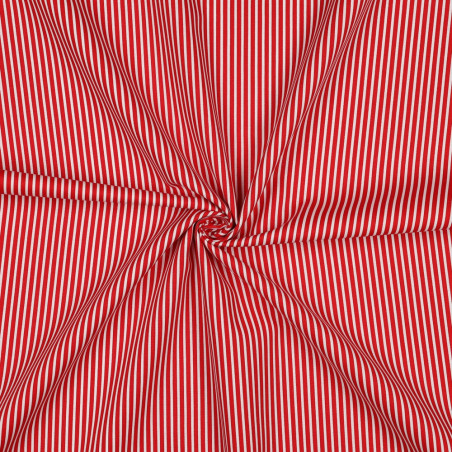 Cotton poplin - Stripe red/white (v)